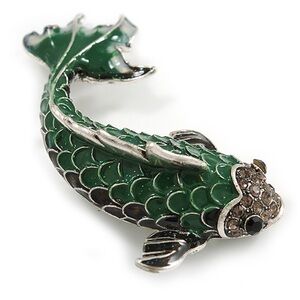 Betsey Johnson Green Fish Brooch Pin